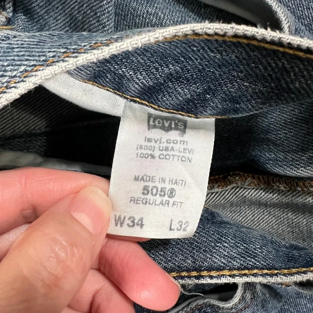 Y2K Levi's 505 Regular Fit Jeans Mens 34x32 Blue‎ Medium Wash Denim